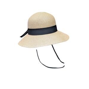 Furtalk Womens Summer Wide Brim Sun Hat Black Ribbon Drop L/XL Paper